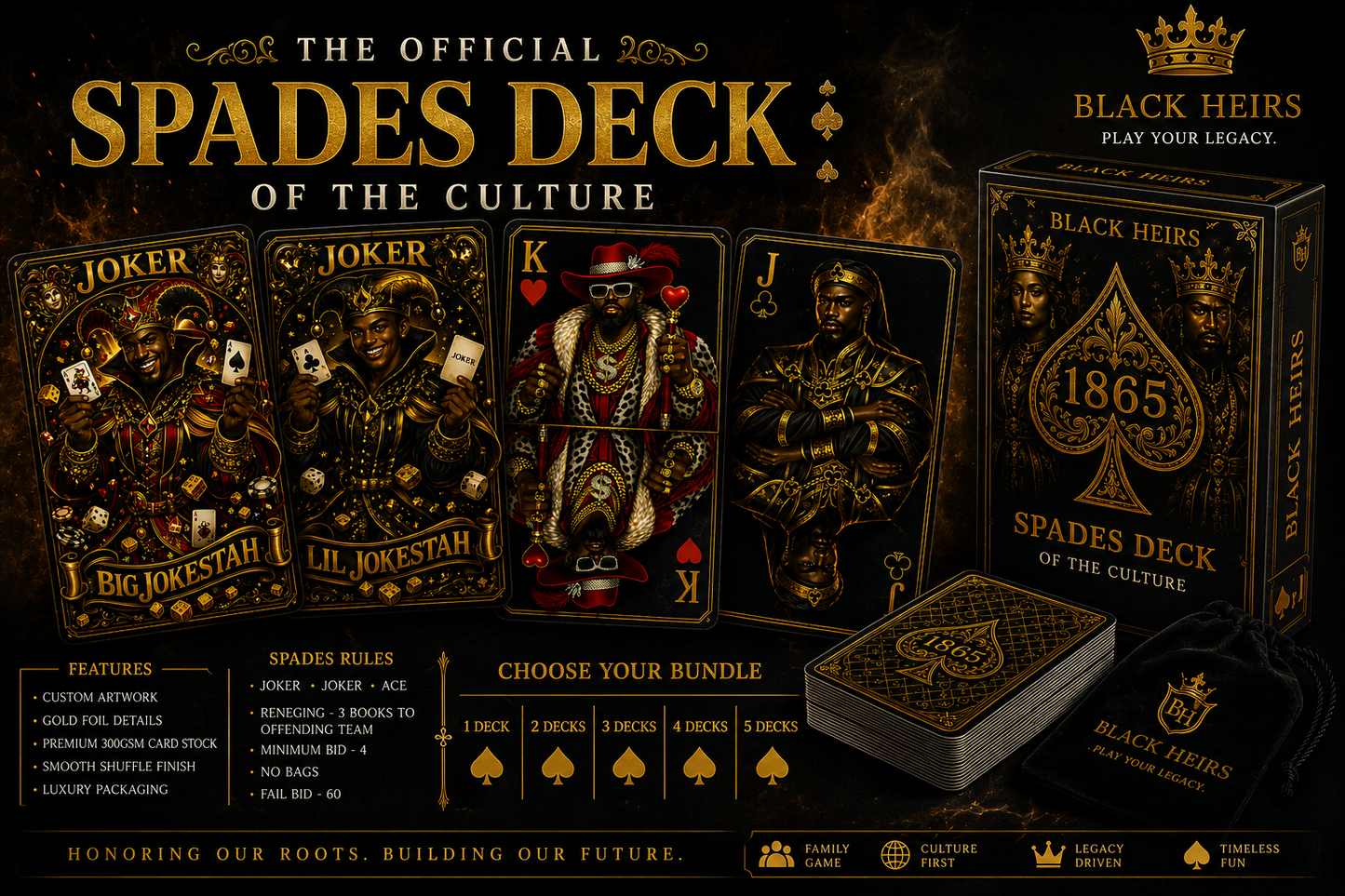 Black Heirs Juneteenth Spades Collection | Luxury Playing Cards